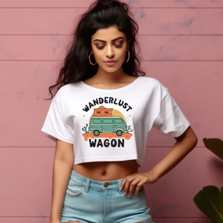 Women's Wanderlust Wagon Graphics Printed Crop Tops