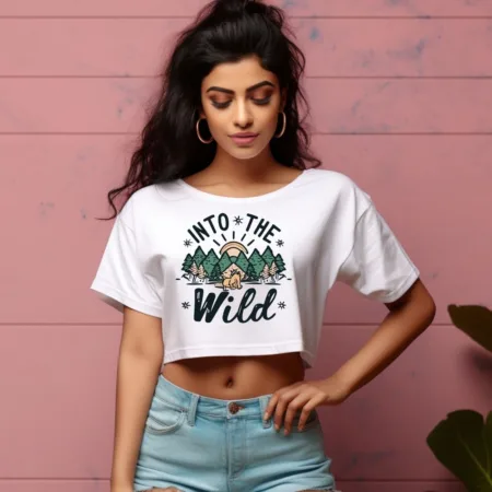 Women's Into The Wild Graphics Printed Crop Tops