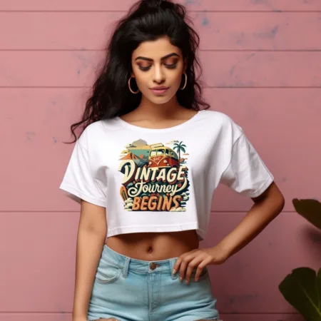 Women's Vintager Journey Begins Graphics Printed Crop Tops
