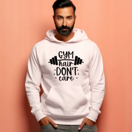 Men's Gym Hair Don't Care Graphics Printed Hoodies