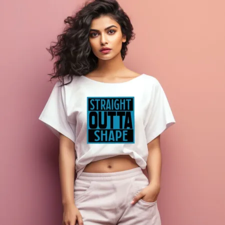 Women's Straight Otta Shape Graphics Printed Oversized T-Shirt