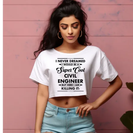 Women's Civil Engineer Graphics Printed Crop Tops