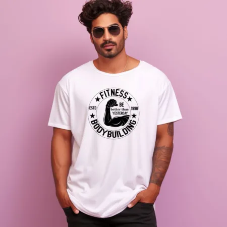 Men's Fitness Body Building Design Printed Oversized T-Shirt