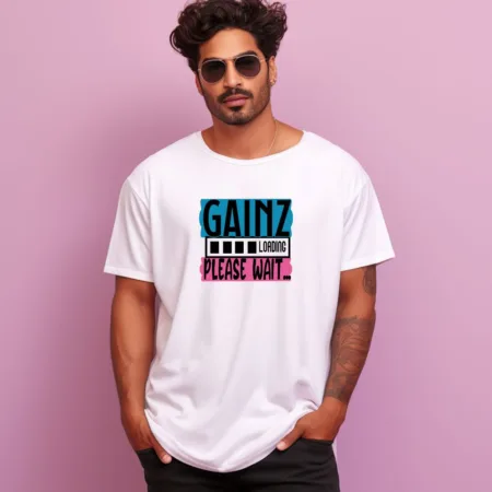 Men's Gainz  Please Wait Design Printed Oversized T-Shirt