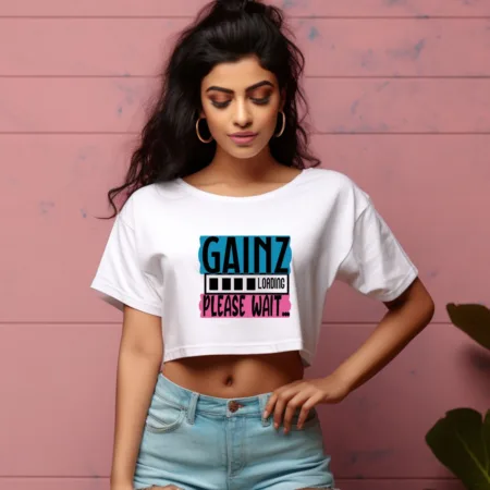 Women's Gainz Please Wait Graphics Printed Crop Tops