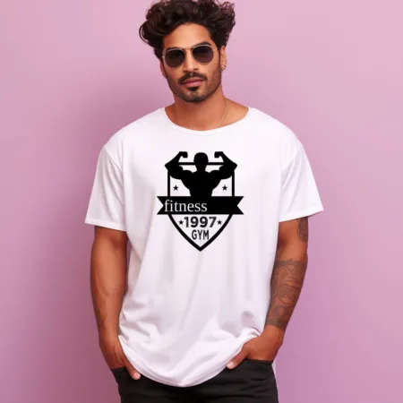 Men's Fitness 1997 gym Design Printed Oversized T-Shirt