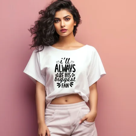 Women's Always be his biggest Graphics Printed Oversized T-Shirt