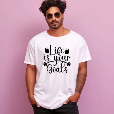 Men's Life is your goals Design Printed Oversized T-Shirt