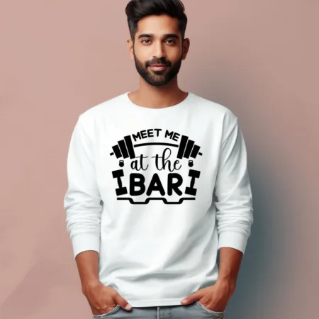 Men's Meet me at the bar Quote Printed Full Sleeve T Shirt