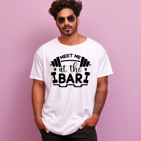Men's Meet me at the bar Design Printed Oversized T-Shirt