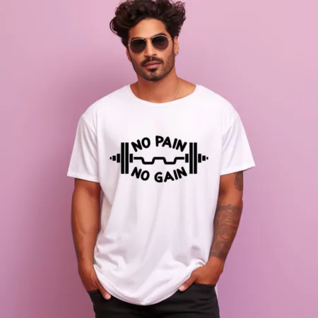 Men's No Pain Design Printed Oversized T-Shirt