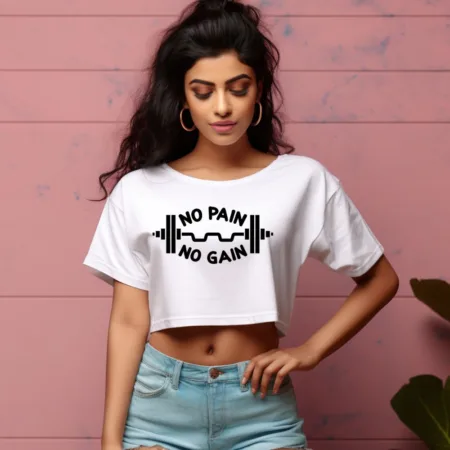 Women's No Pain Graphics Printed Crop Tops