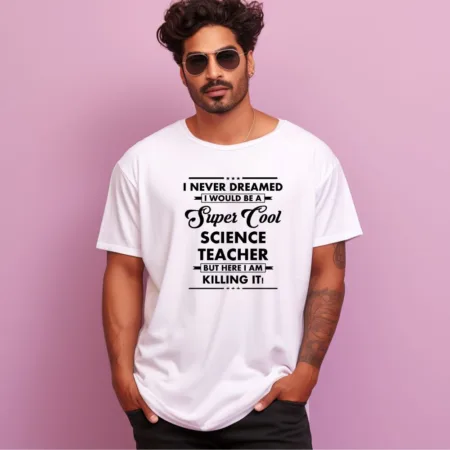 Men's Science Teacher Design Printed Oversized T-Shirt