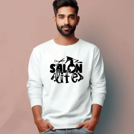 Men's Saloon Life Quote Printed Full Sleeve T Shirt