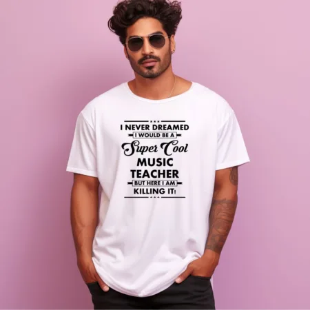 Men's Music Teacher Design Printed Oversized T-Shirt