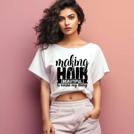 Women's Making Hair Beautiful Graphics Printed Oversized T-Shirt