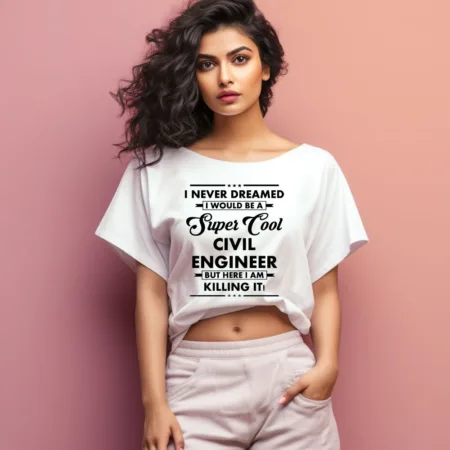 Women's Civil Engineer Graphics Printed Oversized T-Shirt