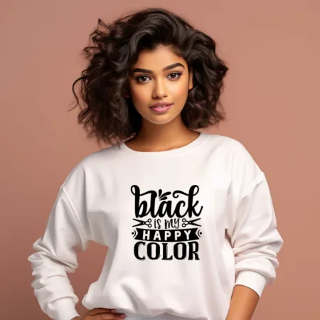 Women's Black Is My Happy Color Graphics Printed Sweatshirts