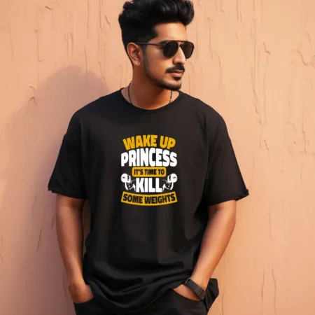 Men's Wake Up Princess Design Printed Oversized T-Shirt
