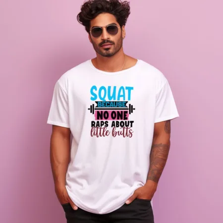 Men's Squat Because No One Little Bulls Design Printed Oversized T-Shirt