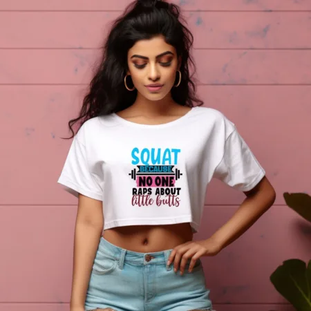 Women's Squat Because No One Little Bulls Graphics Printed Crop Tops