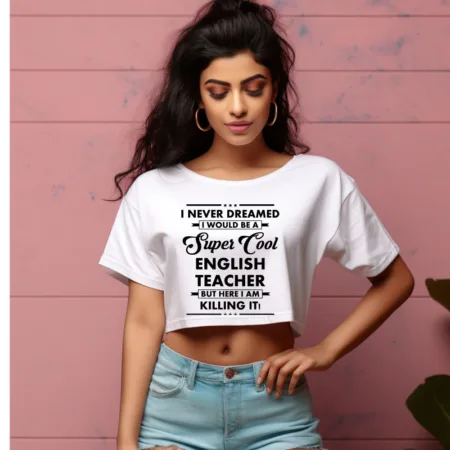 Women's English Teacher Graphics Printed Crop Tops