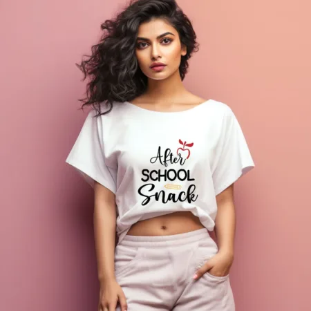 Women's After School Snack Graphics Printed Oversized T-Shirt