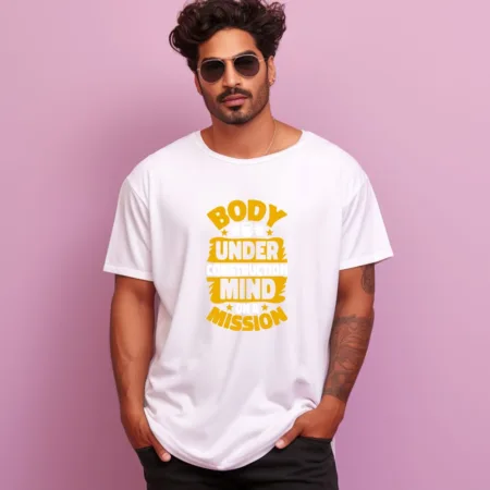 Men's Body under mind mission Design Printed Oversized T-Shirt