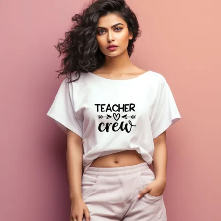 Women's Teacher Crew Graphics Printed Oversized T-Shirt