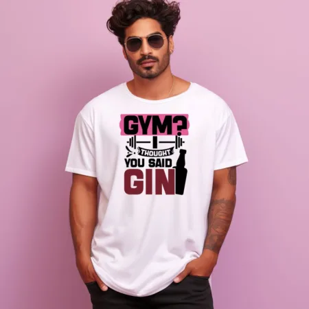 Men's Gym Thought You Said Zin Design Printed Oversized T-Shirt