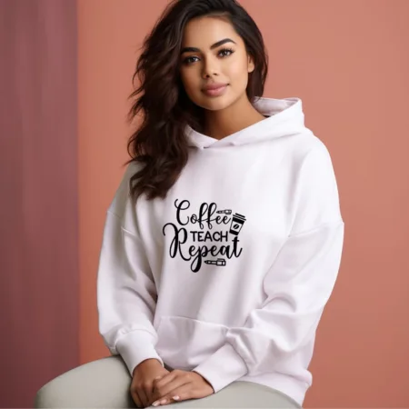 Women's Coffe Teach Repeat Graphics Printed Hoodies