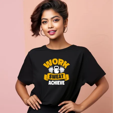 Women's Work Sweat Achieve Graphics Printed Oversized T-Shirt