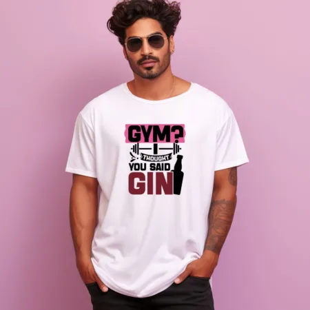 Men's Gym Thought You Said Gin Design Printed Oversized T-Shirt