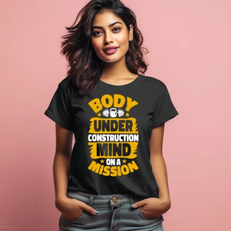 Women's Body Under Construction Graphics Printed T-Shirt