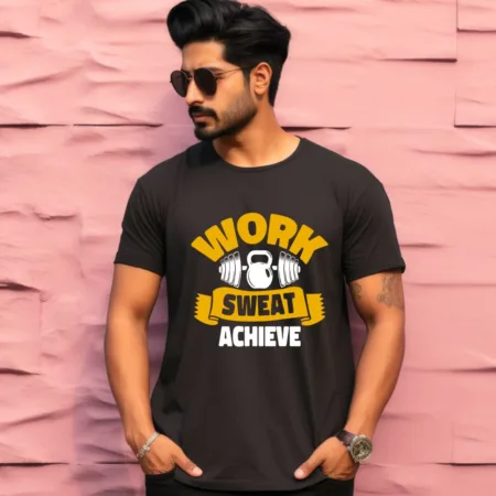 Men's Work Sweet Achieve Design Printed T-Shirt