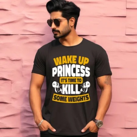 Men's Wake Up Princessess Design Printed T-Shirt