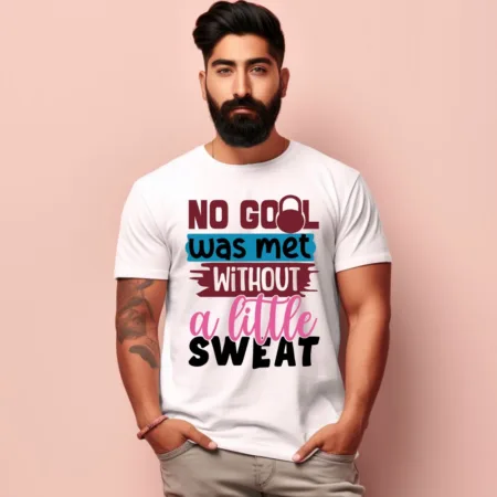 Men's No Goal Was Met Without Little Sweat Design Printed T-Shirt