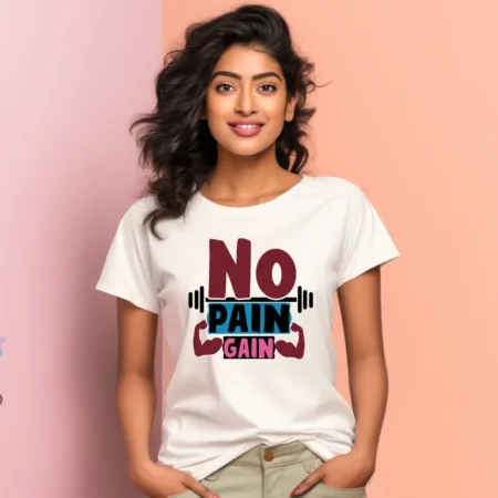 Women's No Pain Gain Graphics Printed T-Shirt
