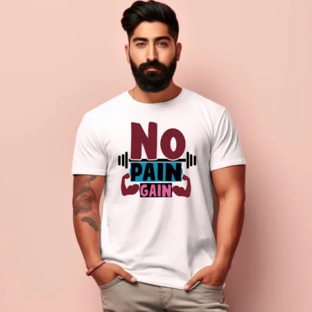 Men's No Pain Gain Design Printed T-Shirt