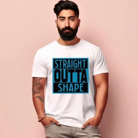 Men's Straight Outta Shape Design Printed T-Shirt