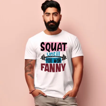 Men's Squat Untill You Walk Fanny Design Printed T-Shirt