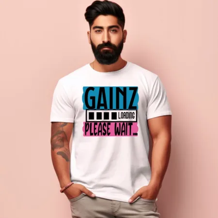 Men's Gainz Loading Please Wait Design Printed T-Shirt