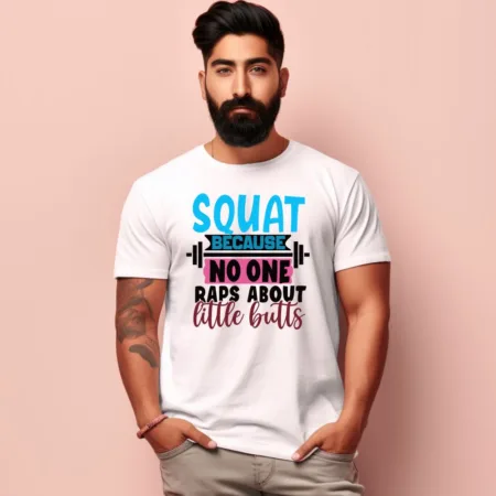 Men's Squat little Bulls Design Printed T-Shirt