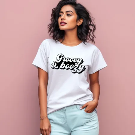 Women's Groovy & Boozy Graphics Printed T-Shirt