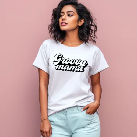 Women's Groovy Mama Graphics Printed T-Shirt