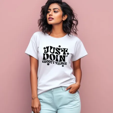 Women's Just Doin Groovy Things Graphics Printed T-Shirt