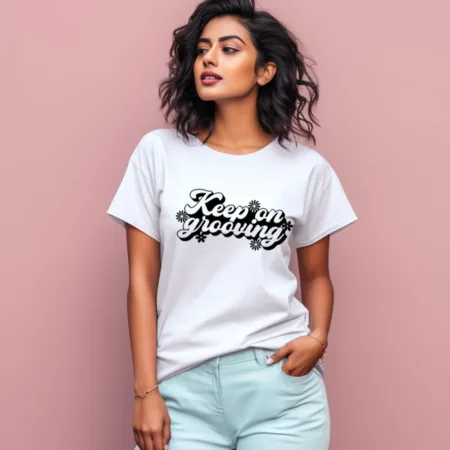 Women's Keep On Grooving Flower Graphics Printed T-Shirt