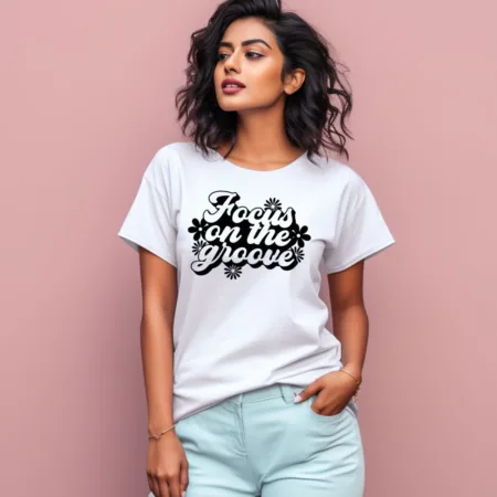 Women's Focus On The Groove Flower Graphics Printed T-Shirt