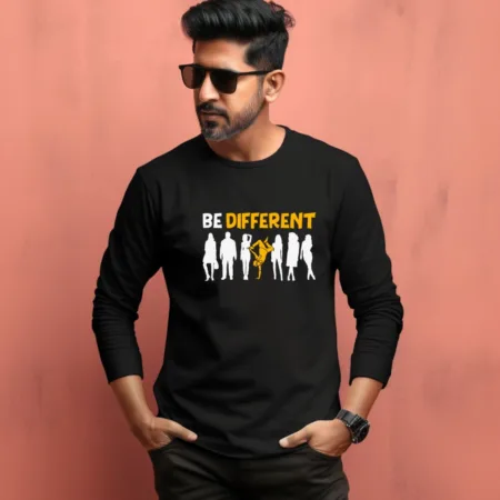 Men's Be Different Quote Printed Full Sleeve T Shirt