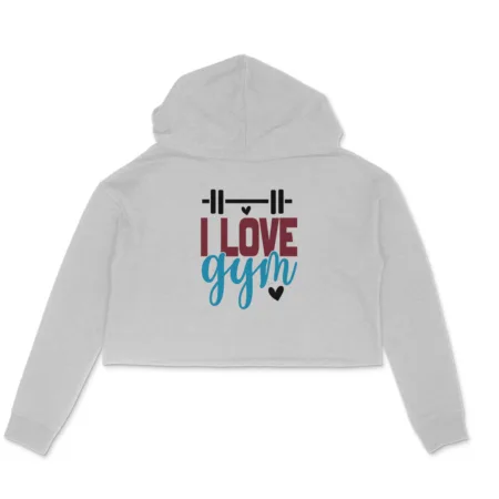 Women's I Love Gym Graphics Printed Crop Hoodies